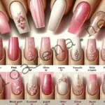 Pink and White Nails with Glitter